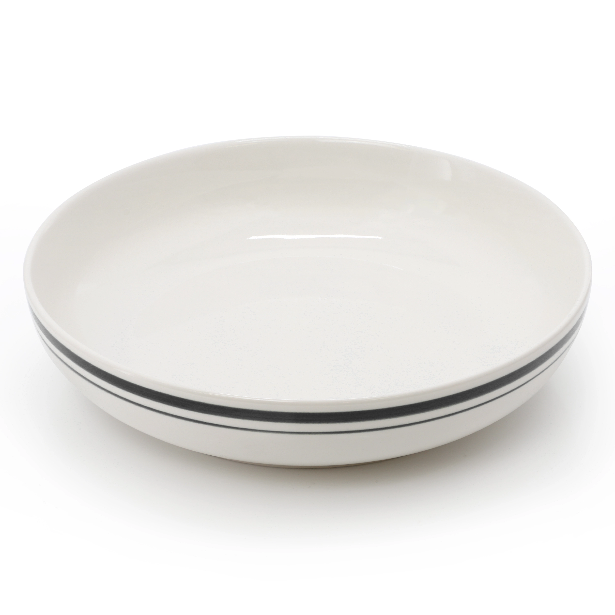 Gibson Home Hometown Dinner 8 Piece 9 Inch Round Ceramic Dinner Bowl Set with Black Band