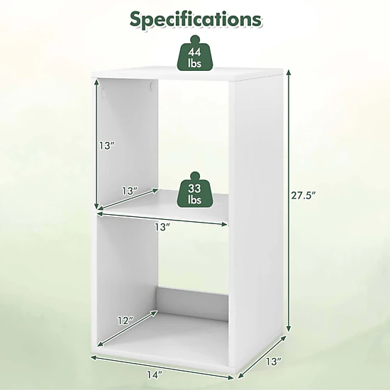 Costway 2-Cube Bookcase Open Back Bookshelf with Anti-tip Kit Modern Style Organizer