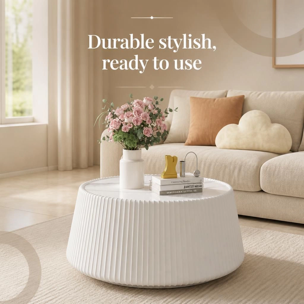 GOODSILO Round Multi Material Durable Accent Coffee Table
