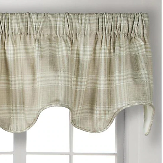 Ellis Curtain Light Blocking Cool Adjustable Bartlett Lined Scallop Window Valance - 70x17" Natural