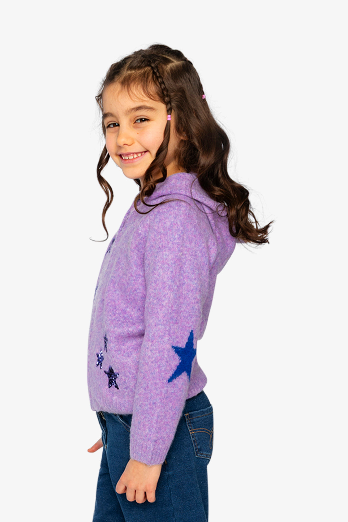 Deux par Girls Hooded Knitted Cardigan