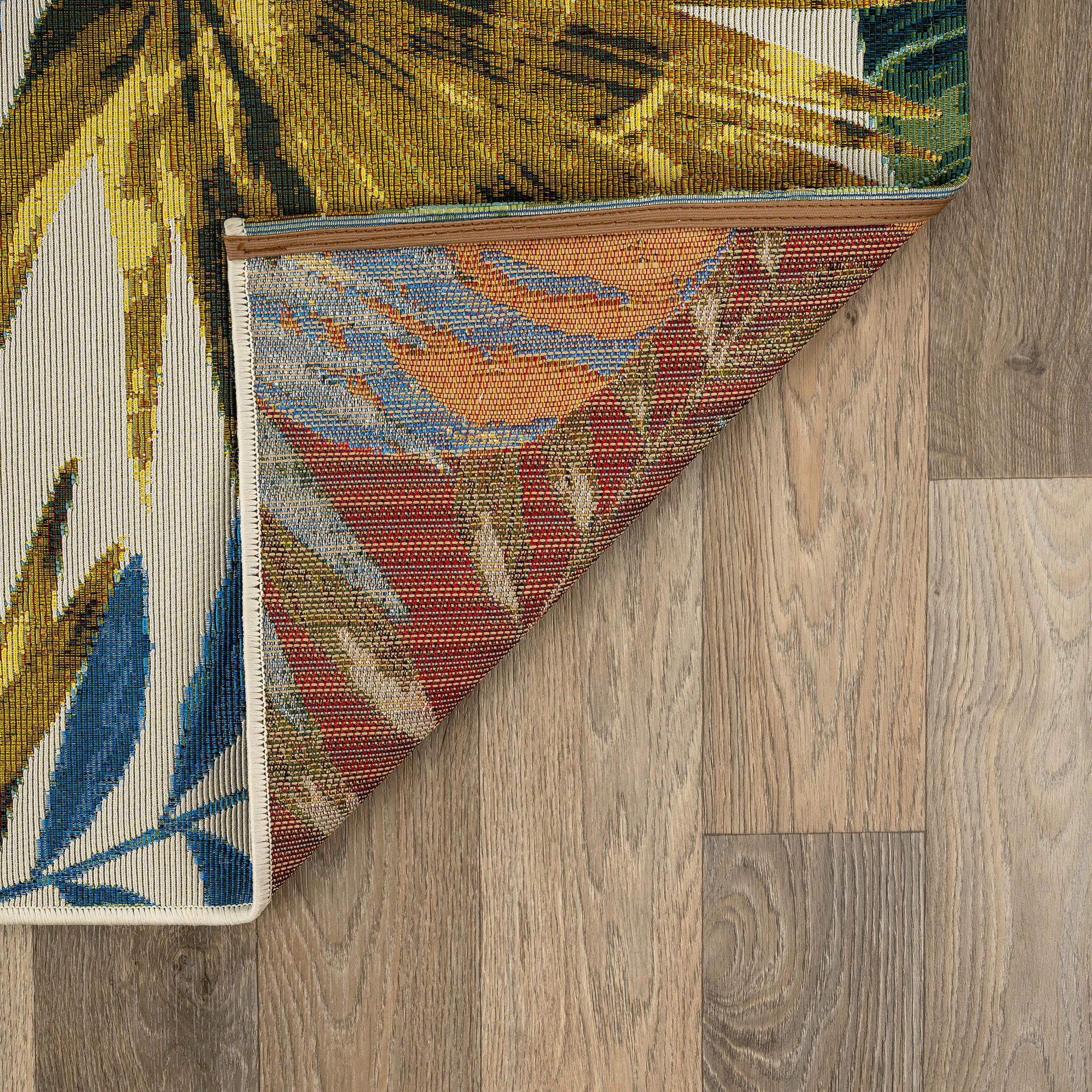 World Rug Gallery Tropical Garden Palm Indoor/Outdoor Patio Area Rug, Easy-Clean Outdoor Rug for
