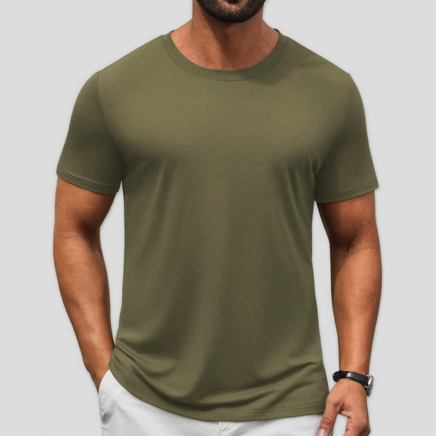 COOFANDY Mens Classic Short Sleeve T-Shirt Crew Neck Solid Color Casual  Tee
