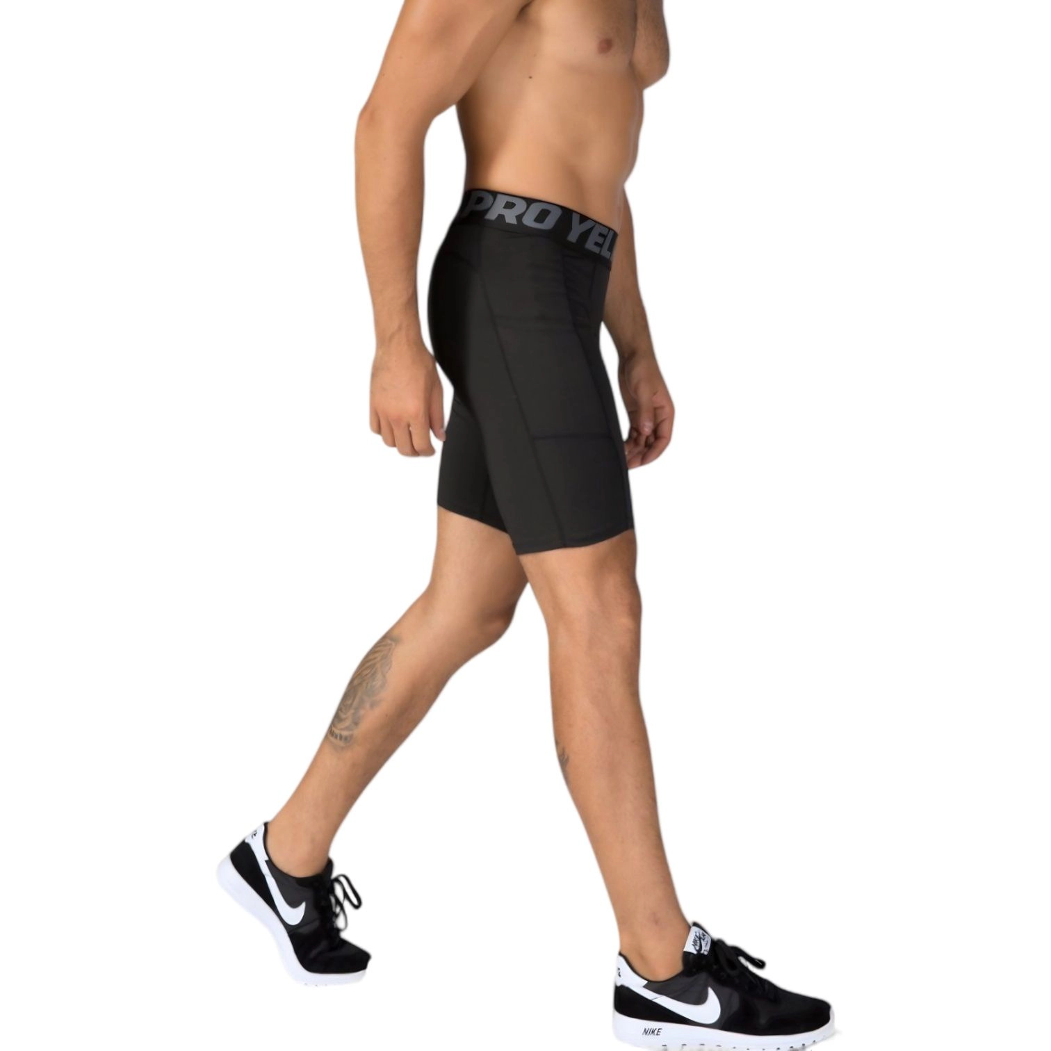 Anna-Kaci Men's Compression Fit Performance Shorts with Wide Waistband and Moisture-Wicking Stretch Fabric