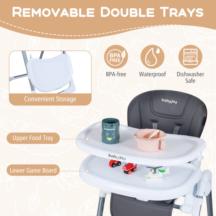 Hivvago Foldable Baby High Chair with Adjustable Height and Relining Seat