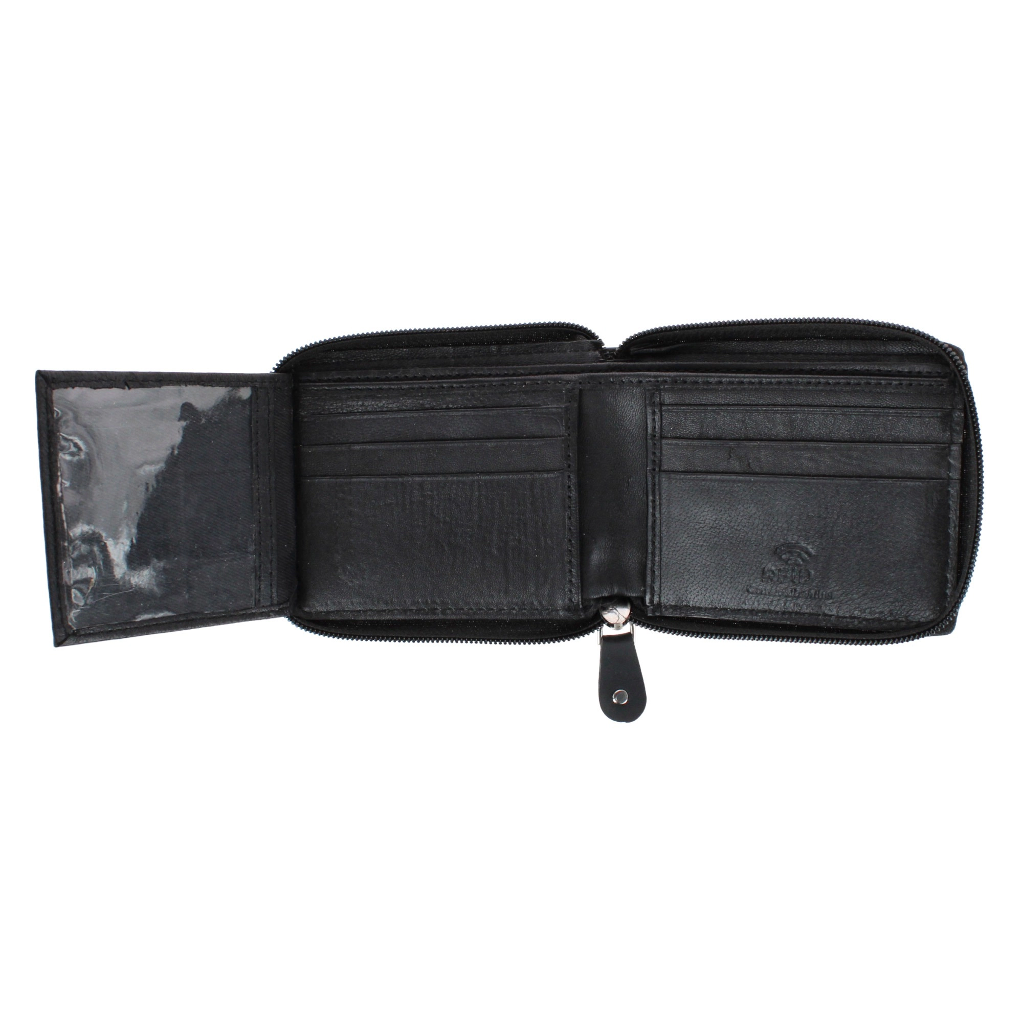 CTM® Men's RFID Leather Zip Around Bifold Wallet by Swiss Marshall