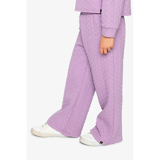 Deux par Deux Girls Quilted Diamond Jacquard Wide Leg Pants