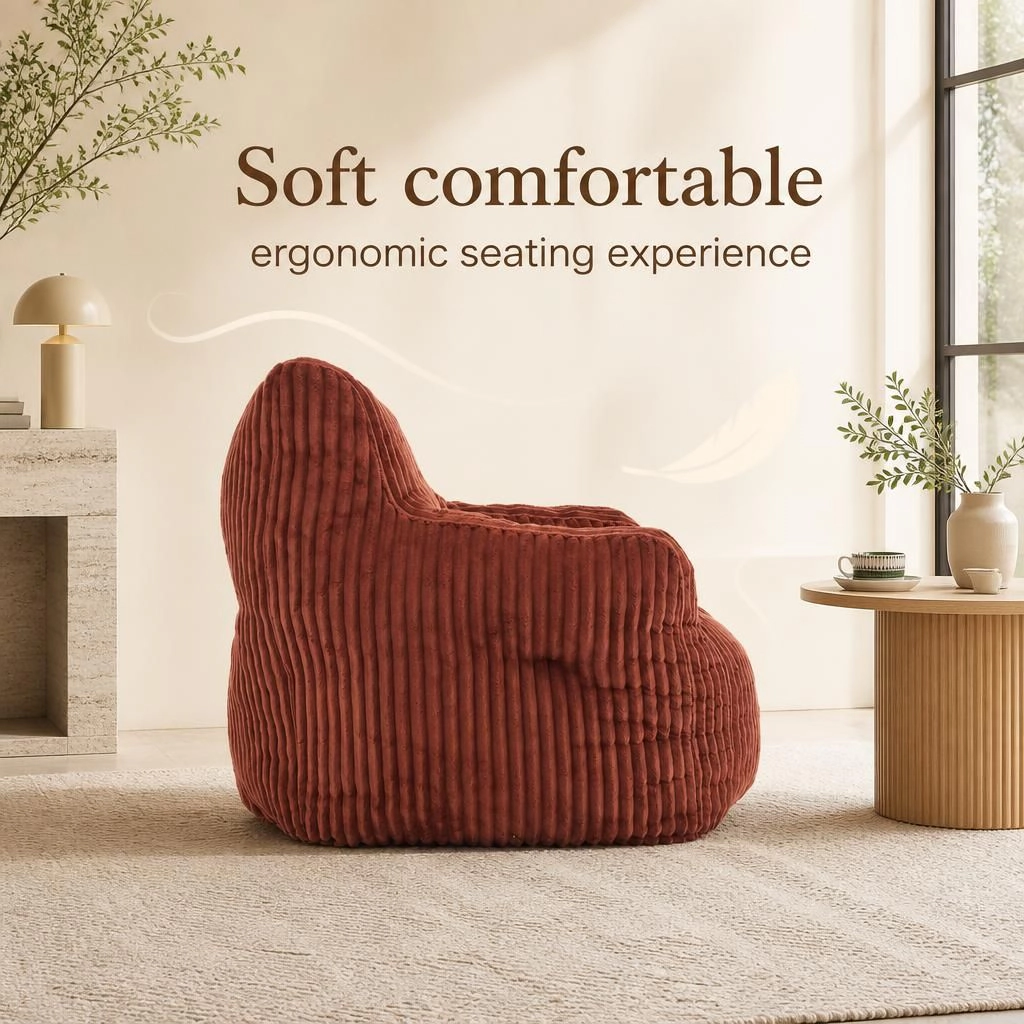GOODSILO Soft Corduroy Relaxing Bean Bag Chair Lazy Sofa