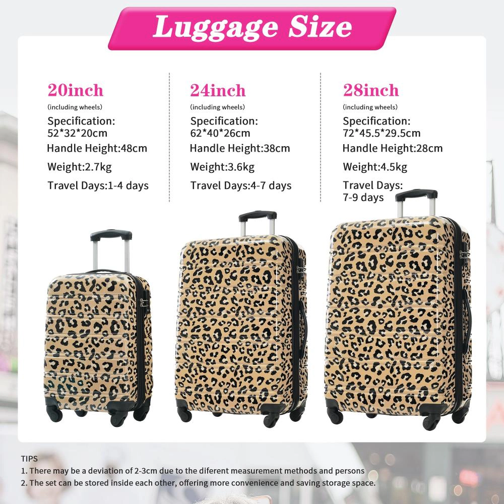 Hivvago Hardshell Luggage Sets 3 pcs Spinner Suitcase with TSA Lock Lightweight-20'+24'+28' Luggages