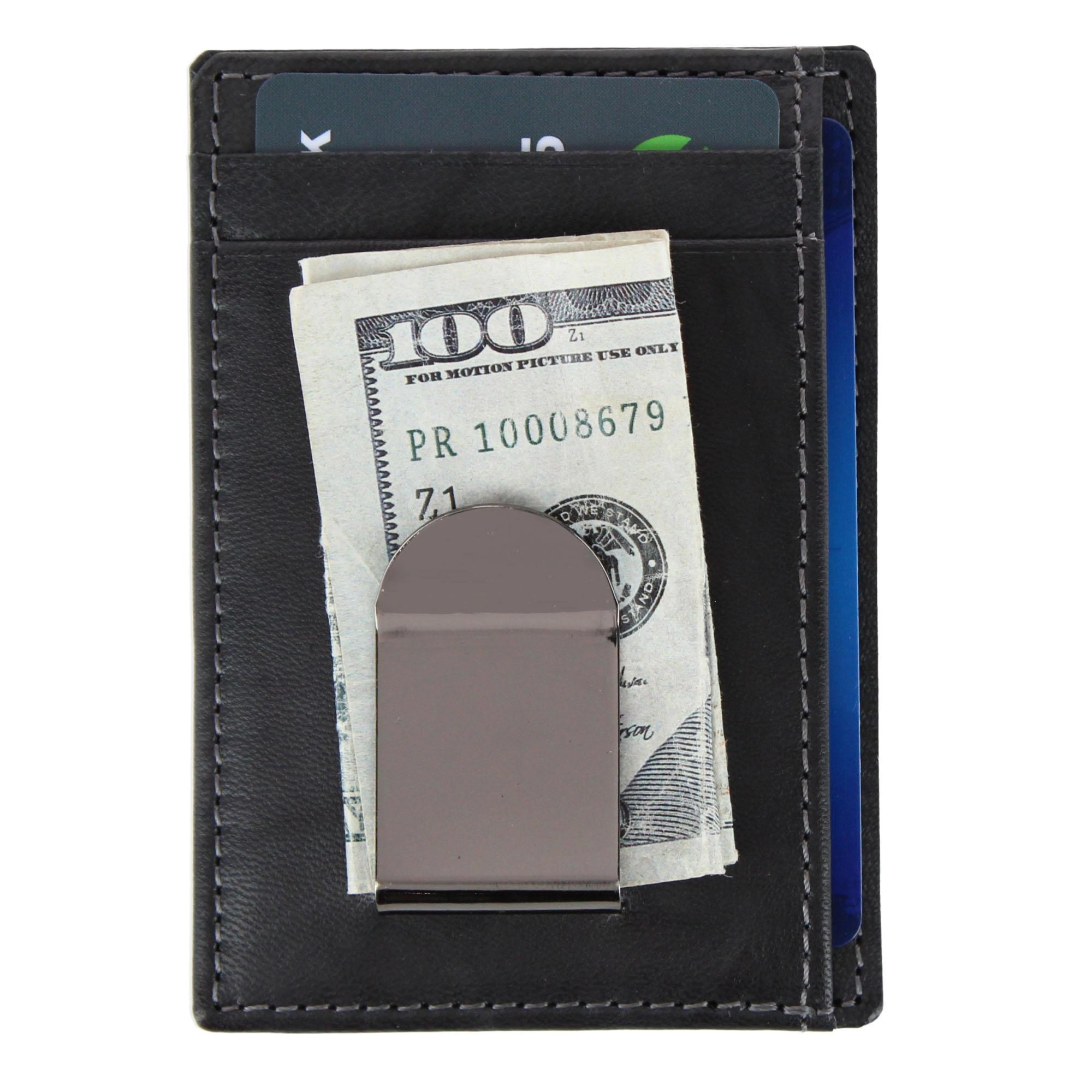 Steve Madden Men's Antiqued Leather RFID Money Clip Wallet