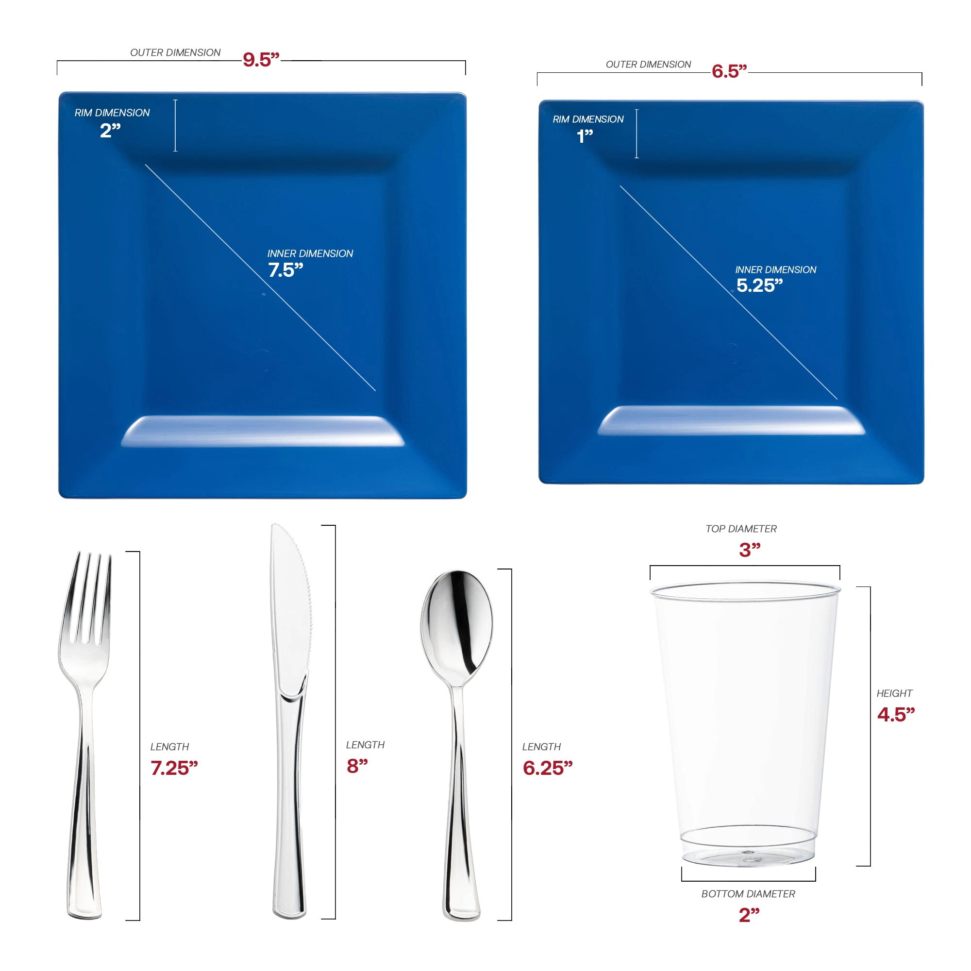 Smarty Had A Party Midnight Blue Square Plastic Wedding Value Set