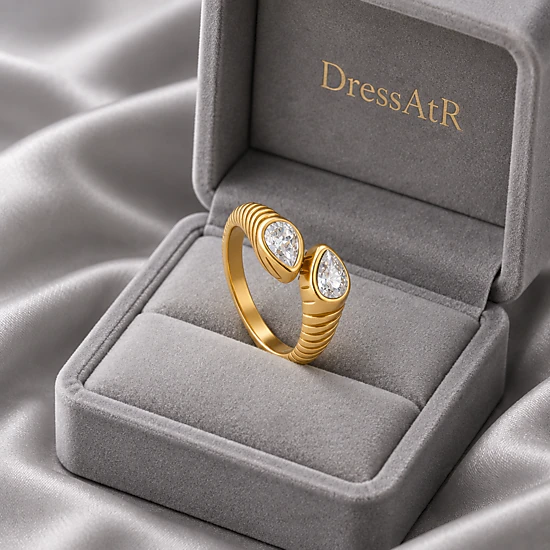 DressAtR Women's 18K Gold Plated Pin Drop Open Ring, Color: Gold - JCPenney