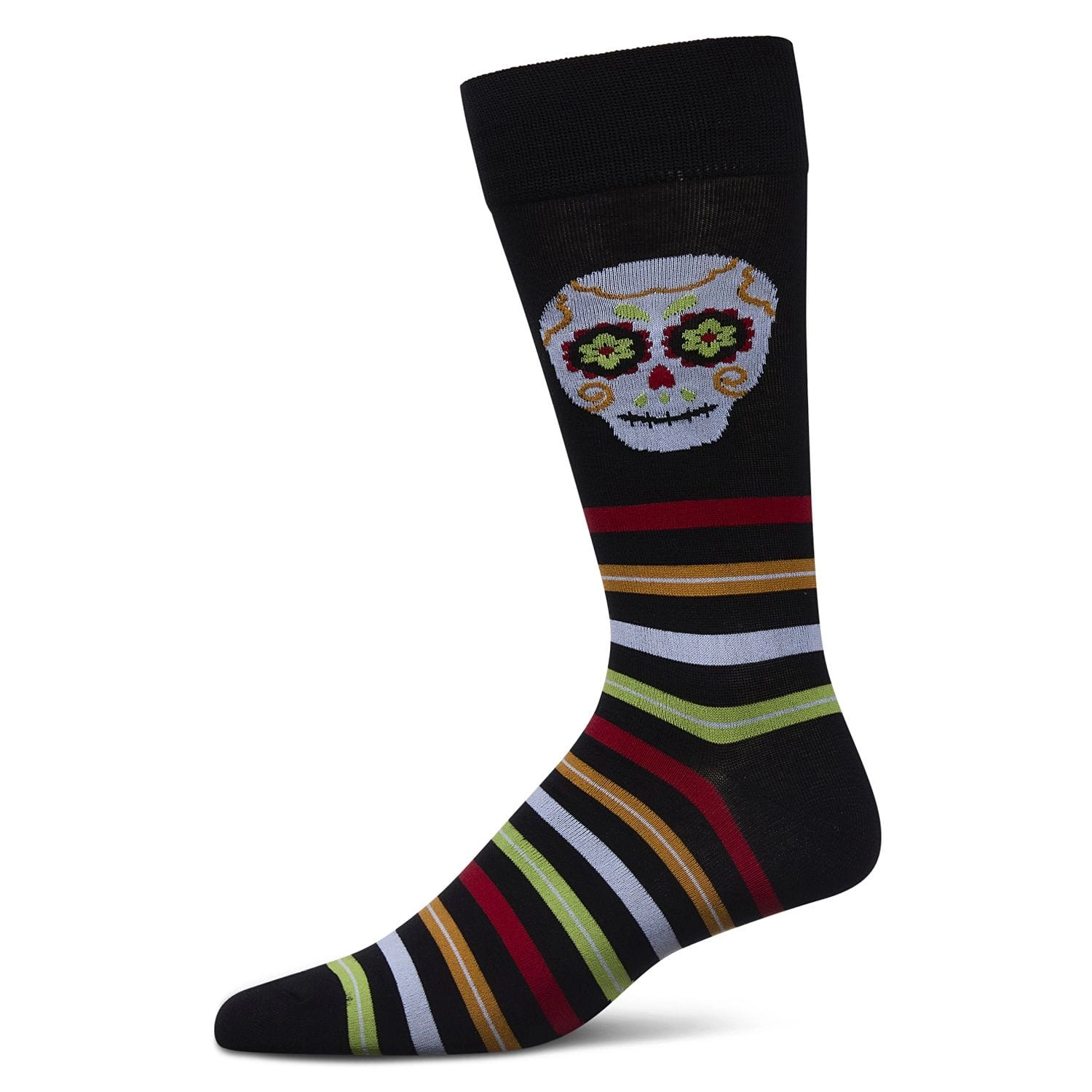 MeMoi Men's Striped Skull Rayon From Bamboo Crew Socks