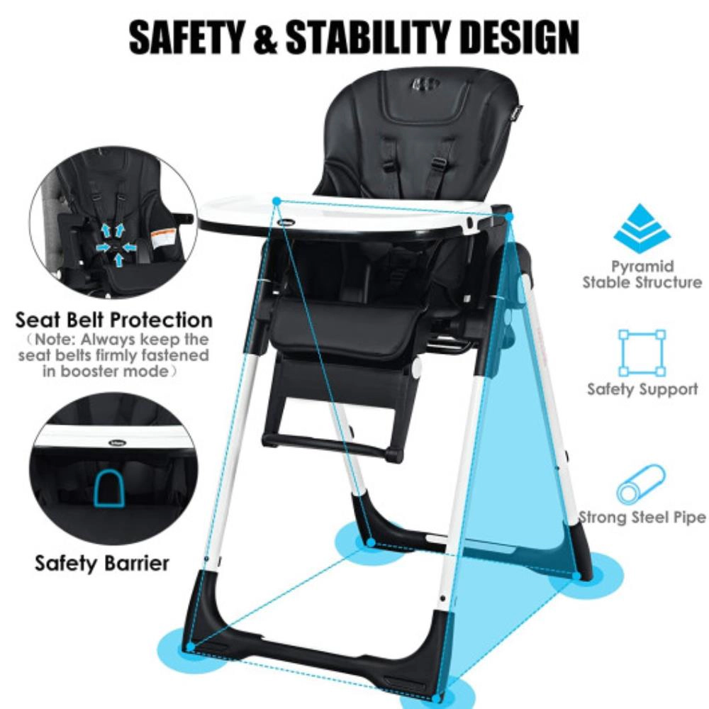 Hivvago 4-in-1 High Chair–Booster Seat with Adjustable Height and Recline