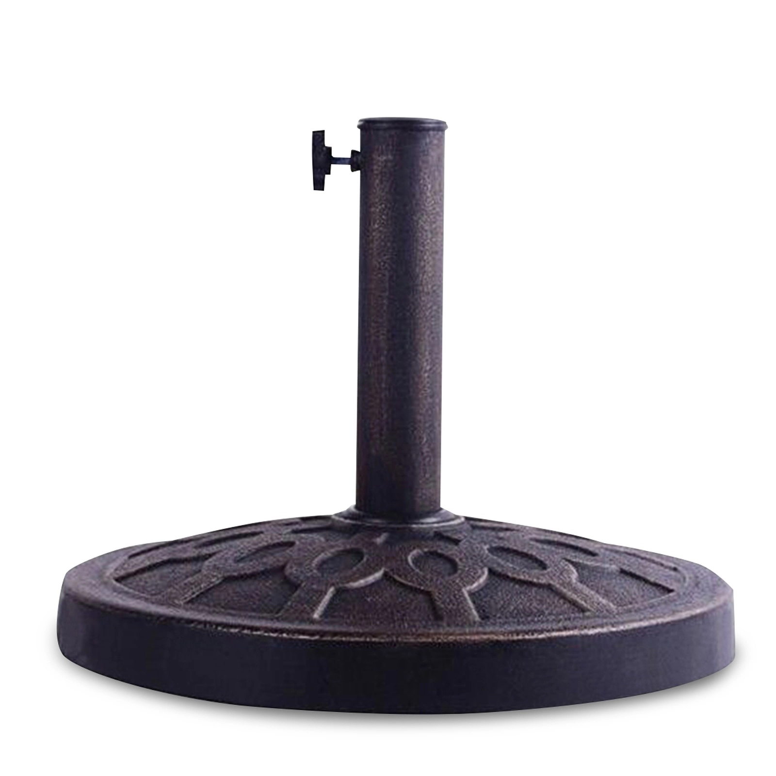 SUGIFT Bronze 18-in Round 30-lb Resin Market Patio Umbrella Base Stand with Steel Upright for Deck Cafe