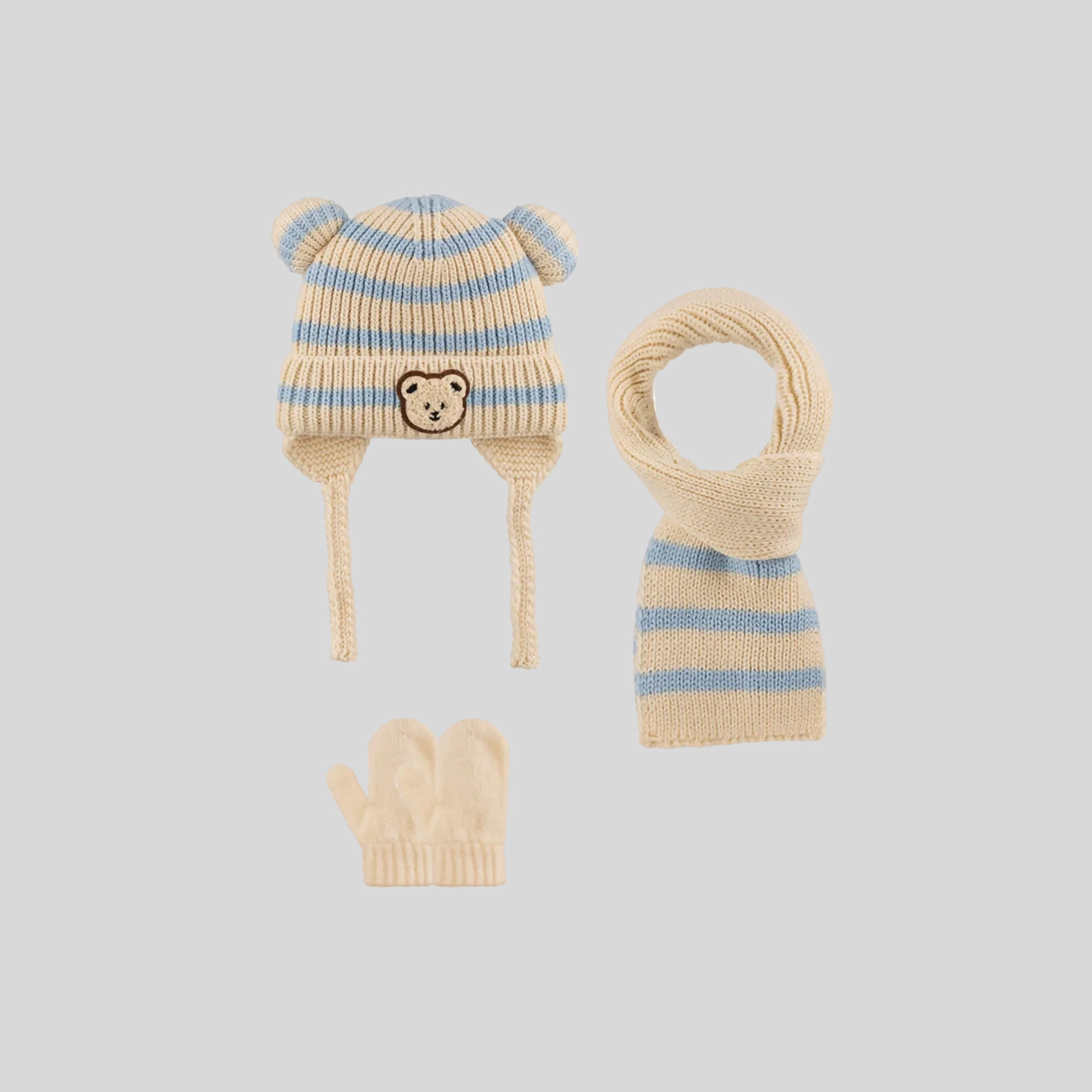 Wear Sierra Infants Boys Knitted Winter Beanie 3 Piece Set