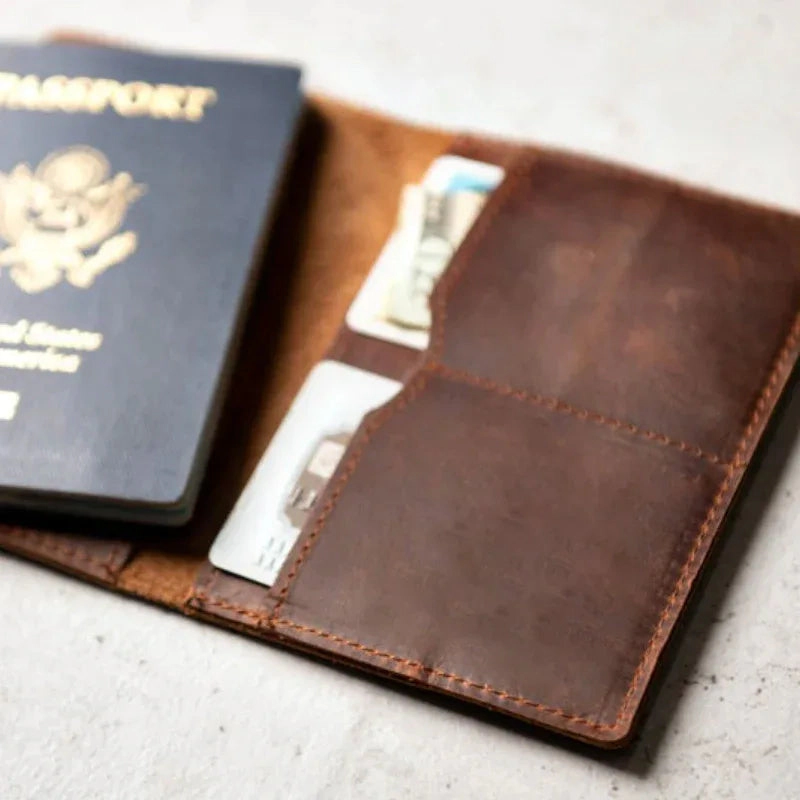 Steel Horse Leather Unisex Priam Handmade Leather Passport Cover