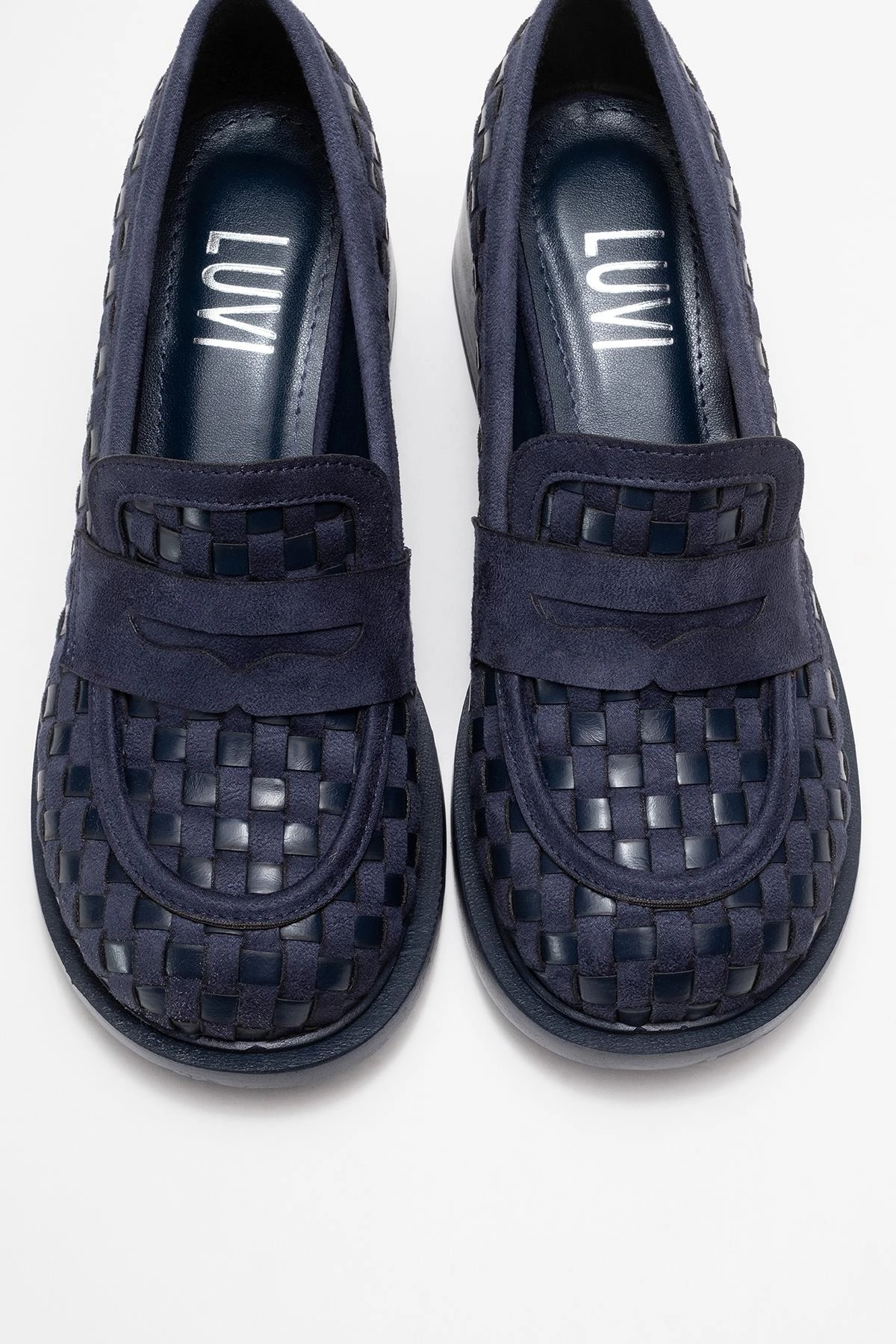 Prologue Shoes Womens Marlon Woven Block Heel Loafer