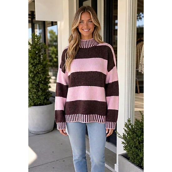 Threaded Pear Emmie Shoulder Relaxed Pullover Sweater
