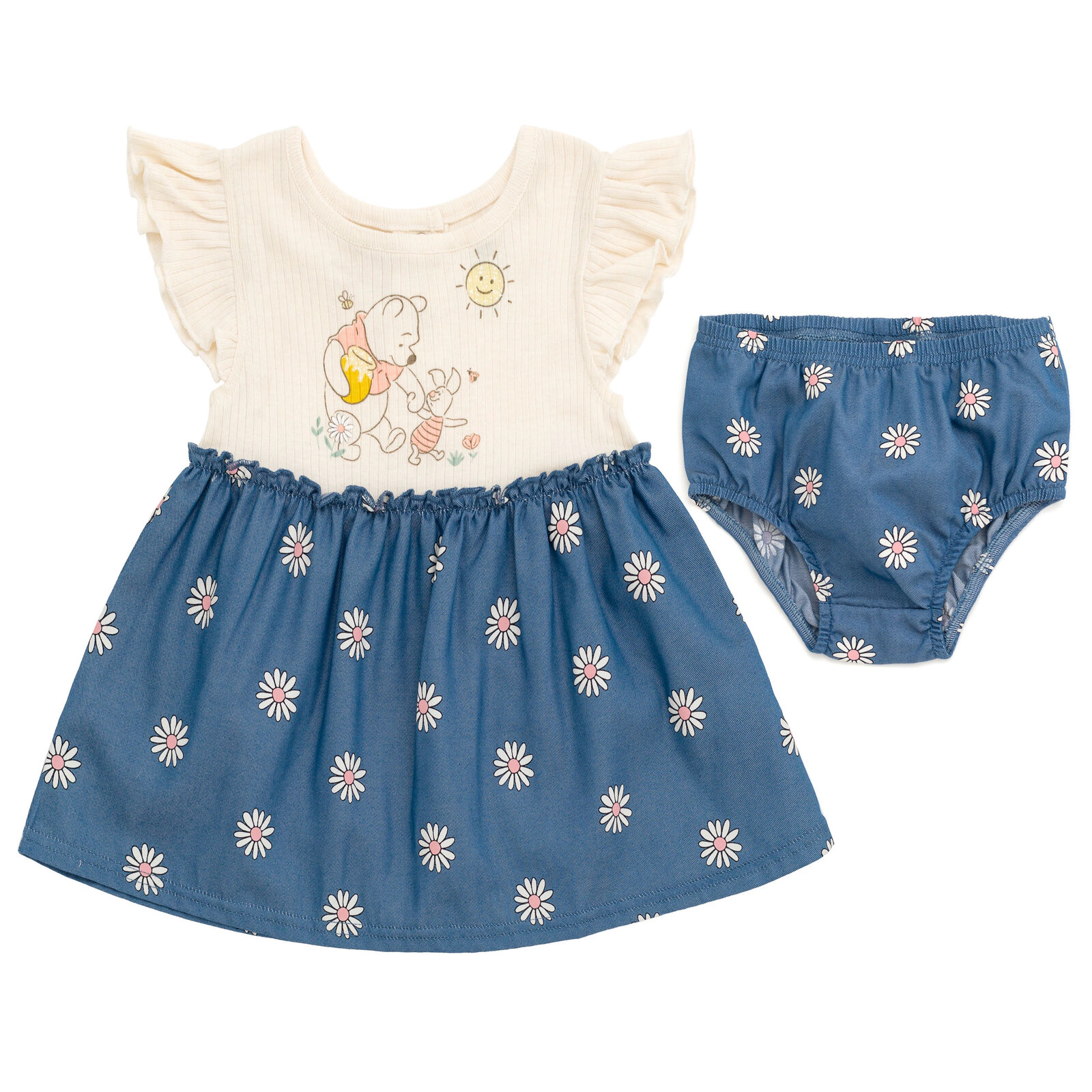 Disney Winnie the Pooh Baby Girls' 2-Piece Dress and Diaper Cover Set