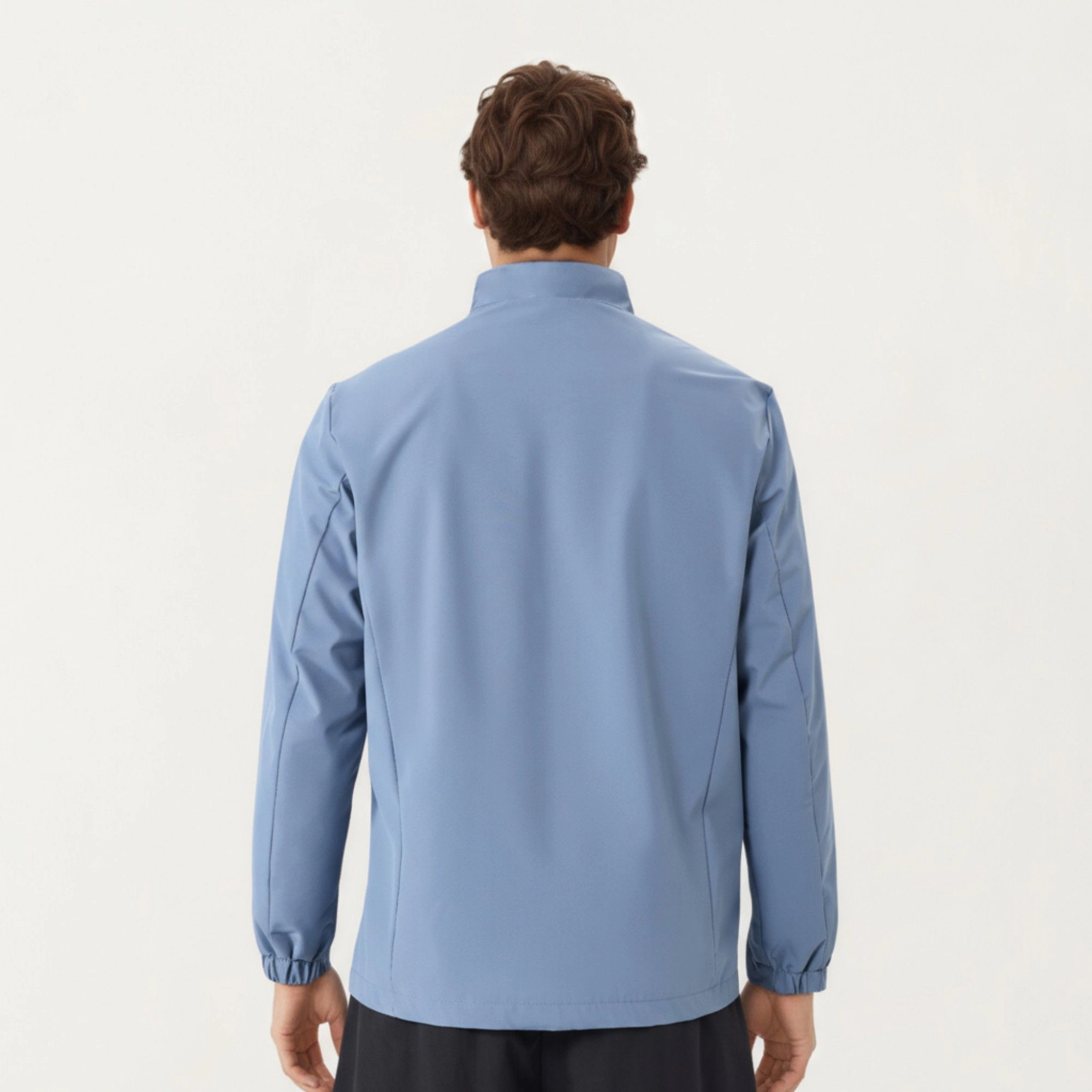 Anna-Kaci Men's Lightweight Zip-Up Jacket with Stand Collar and Long Sleeves