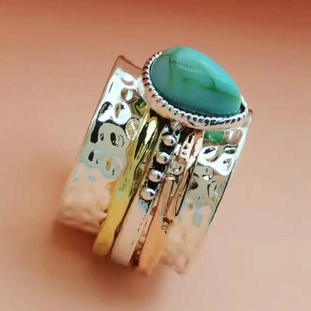 Wardrobe Whimsy Teardrop Turquoise Multi Band Stackable Ring for Women