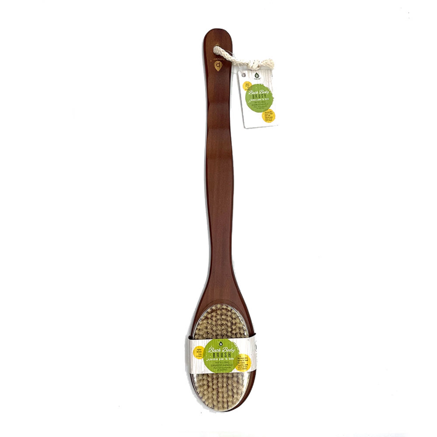 Pursonic Unisex Natural Bamboo Long Handle Exfoliating Bath Body Brush