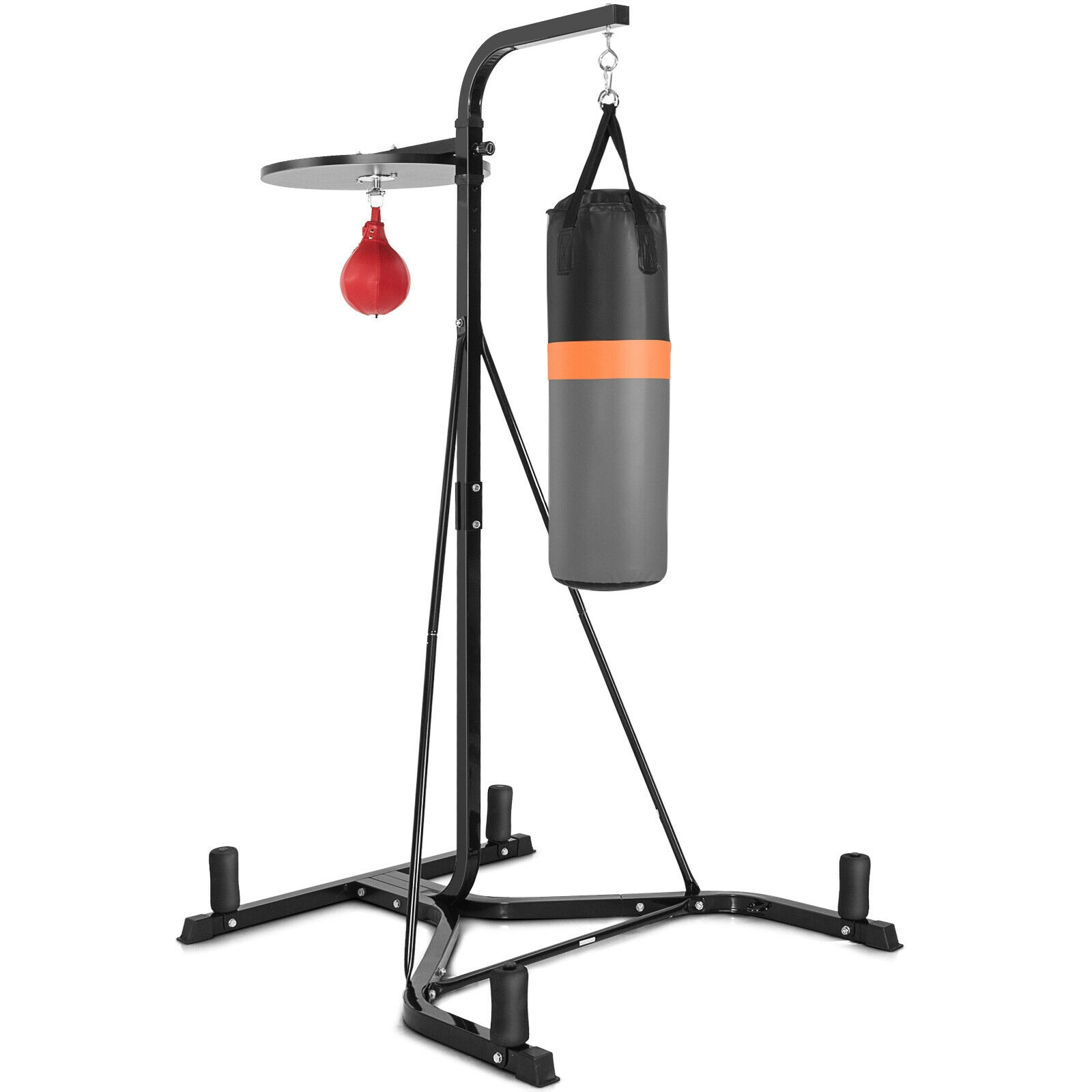 SUGIFT Heavy Duty Boxing Punching Stand with Heavy Bag and Speed Bag 220-lb Capacity Adjustable Speed Bag Gray