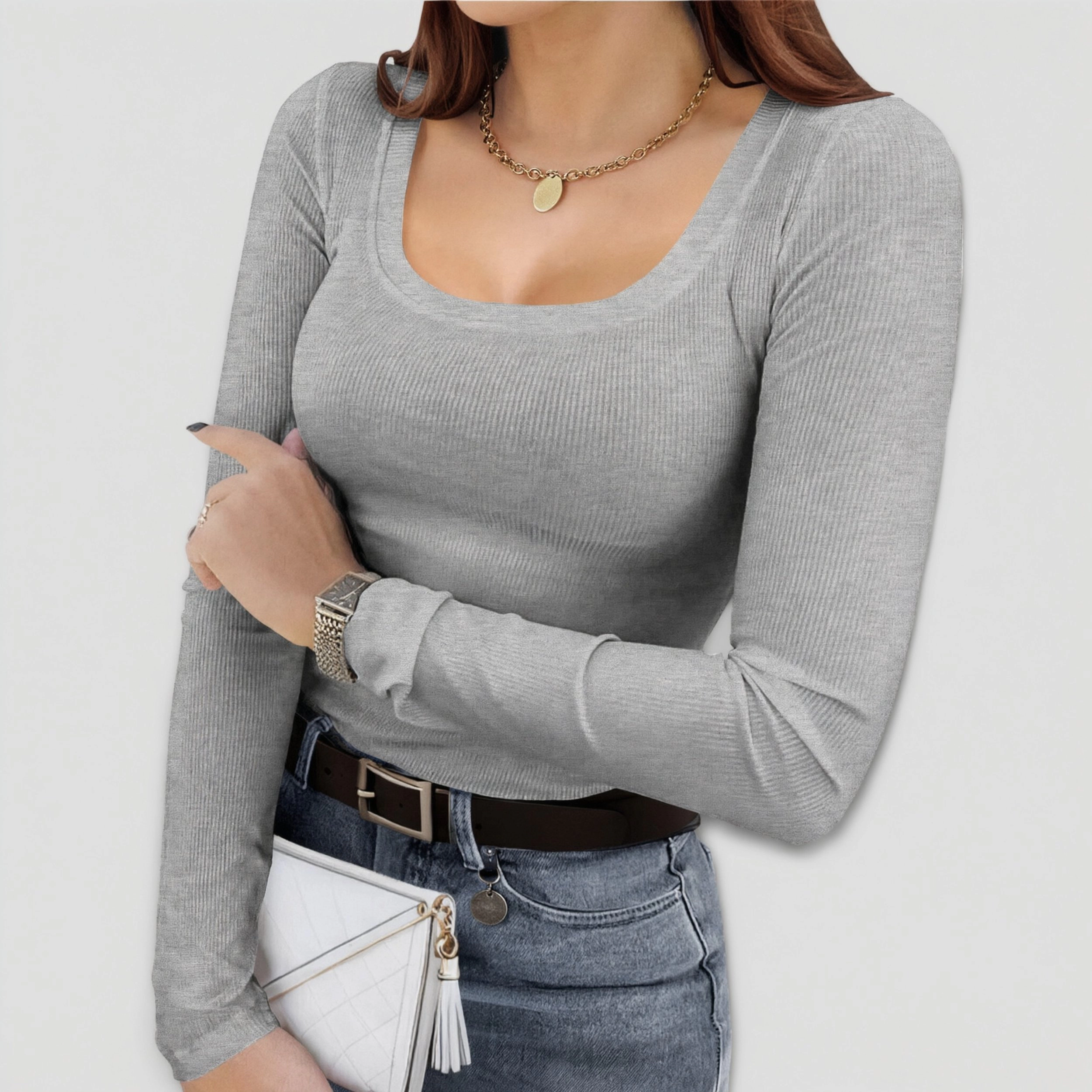 Zeagoo Women Ribbed Scoop Neck Crop Top