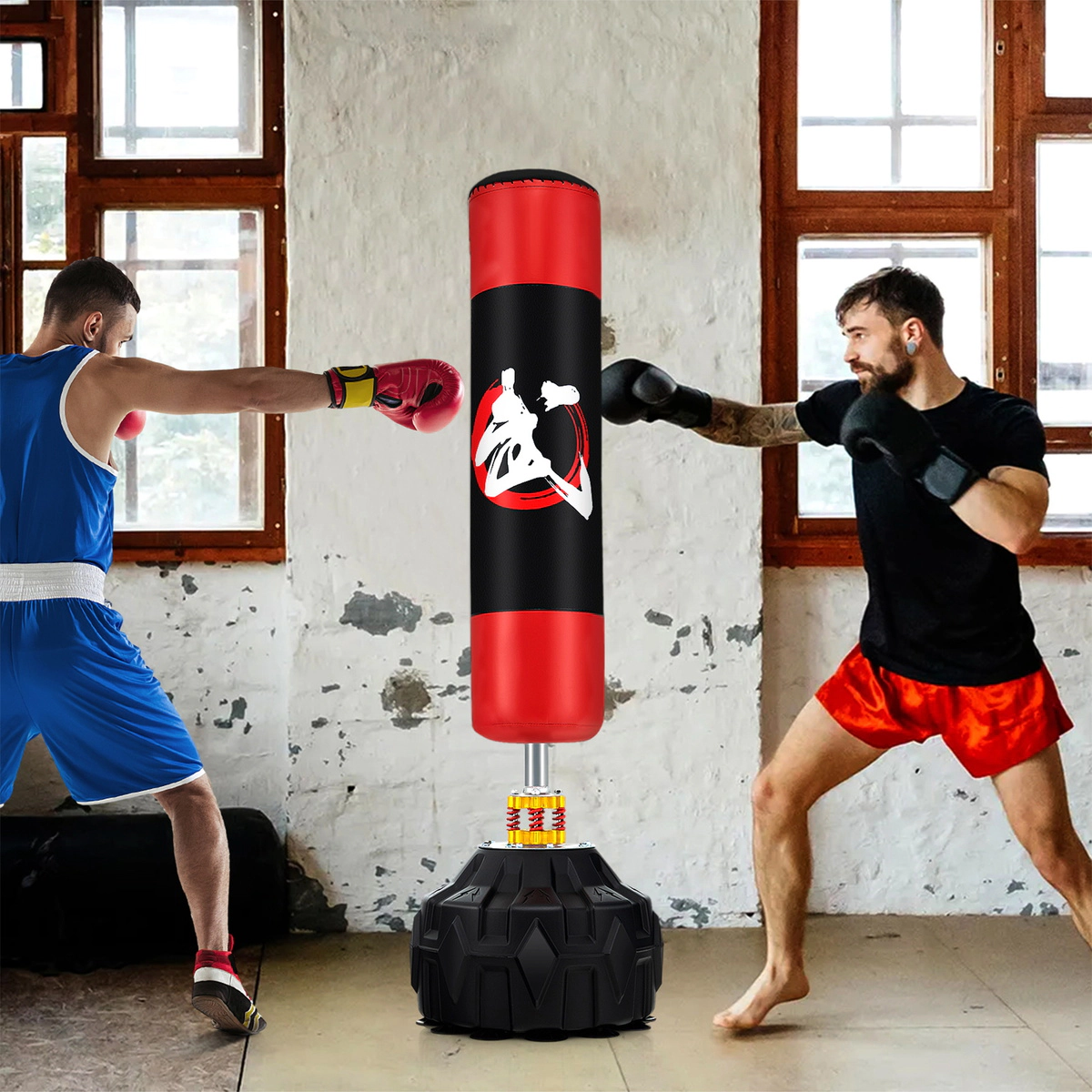 SUGIFT Black 70-in Adult Freestanding Punching Bag with Fillable Base and 12 Suction Cups 20-in Base Dia