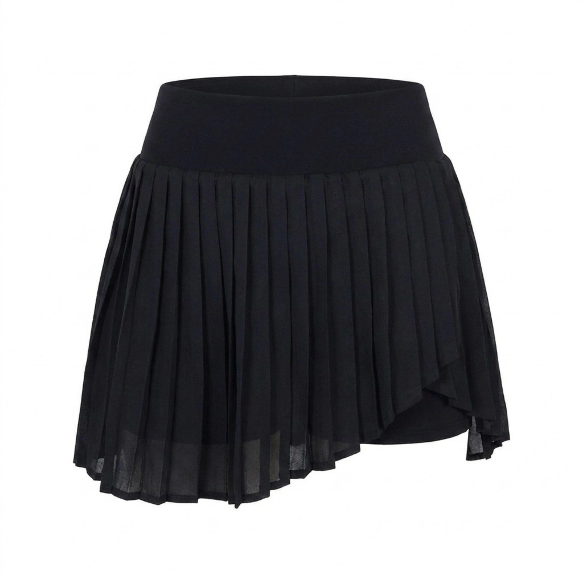Anna-Kaci Women's High-Waist Pleated Athletic Skort with Sheer Overlay Wide Waistband and Built-In Shorts