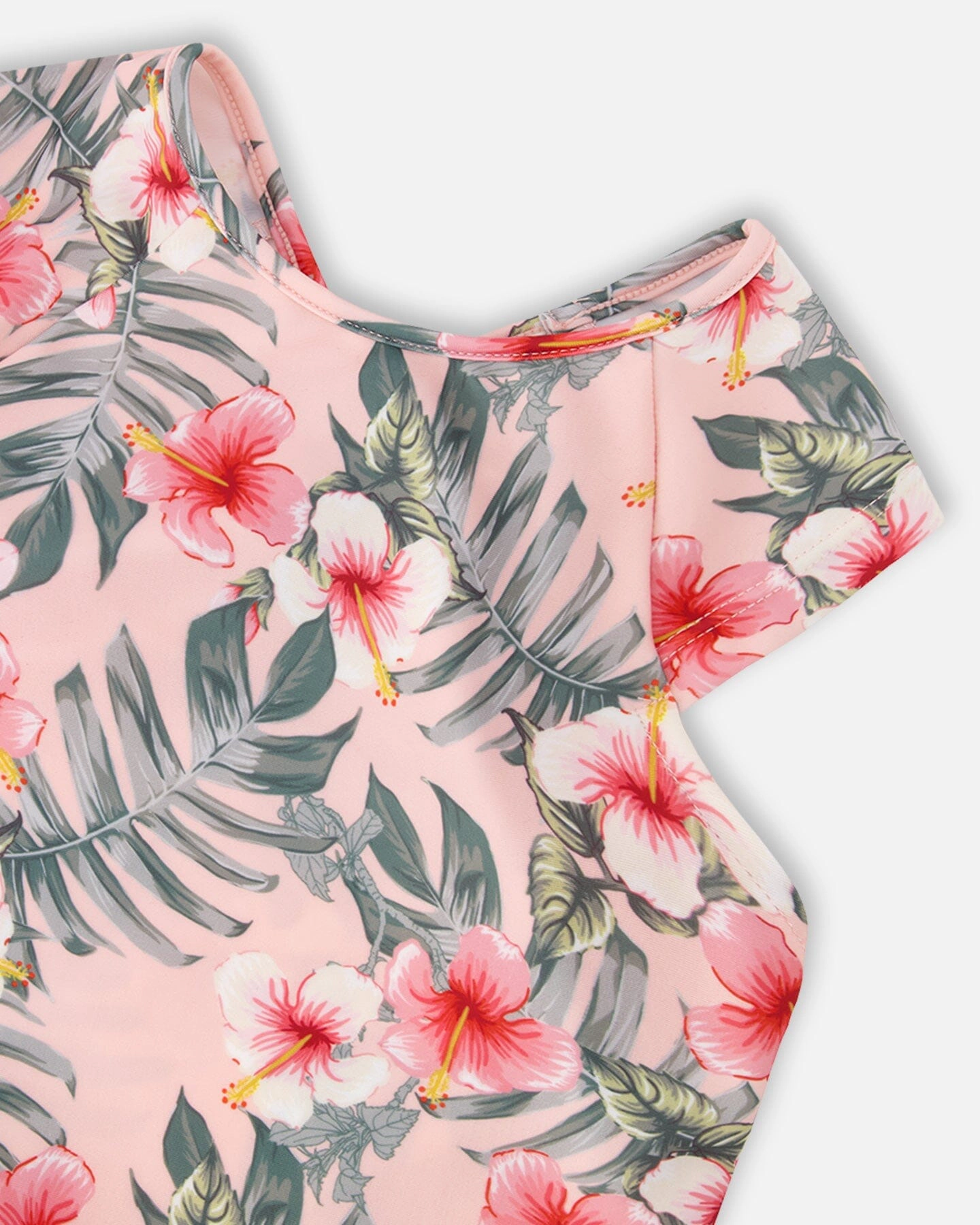 Deux par Deux Girls Hibiscus Print Top and Bottom Two-Piece Swimsuit