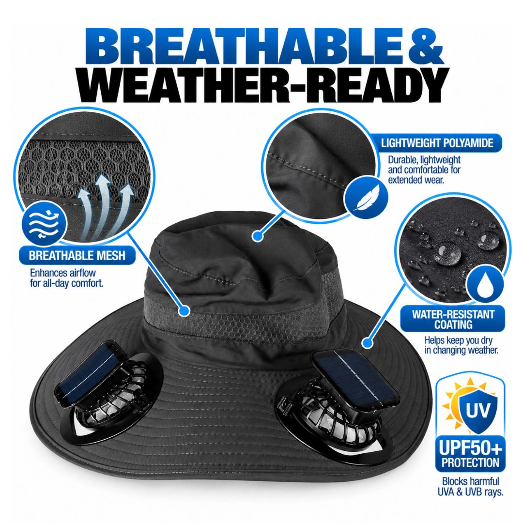 Wide Brim Sun Hat with Fans