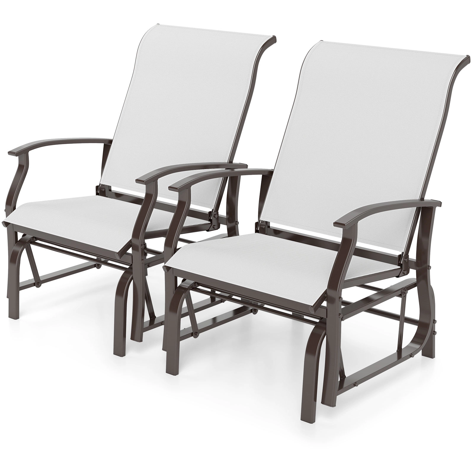 LJG Outdoor Glider Chairs Set of 2 with Ergonomic Backrest and Seat
