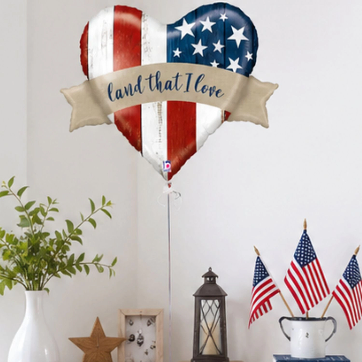 LoonBalloon 32-Inch Patriotic Foil Balloons, Red White Blue, 5-Pack