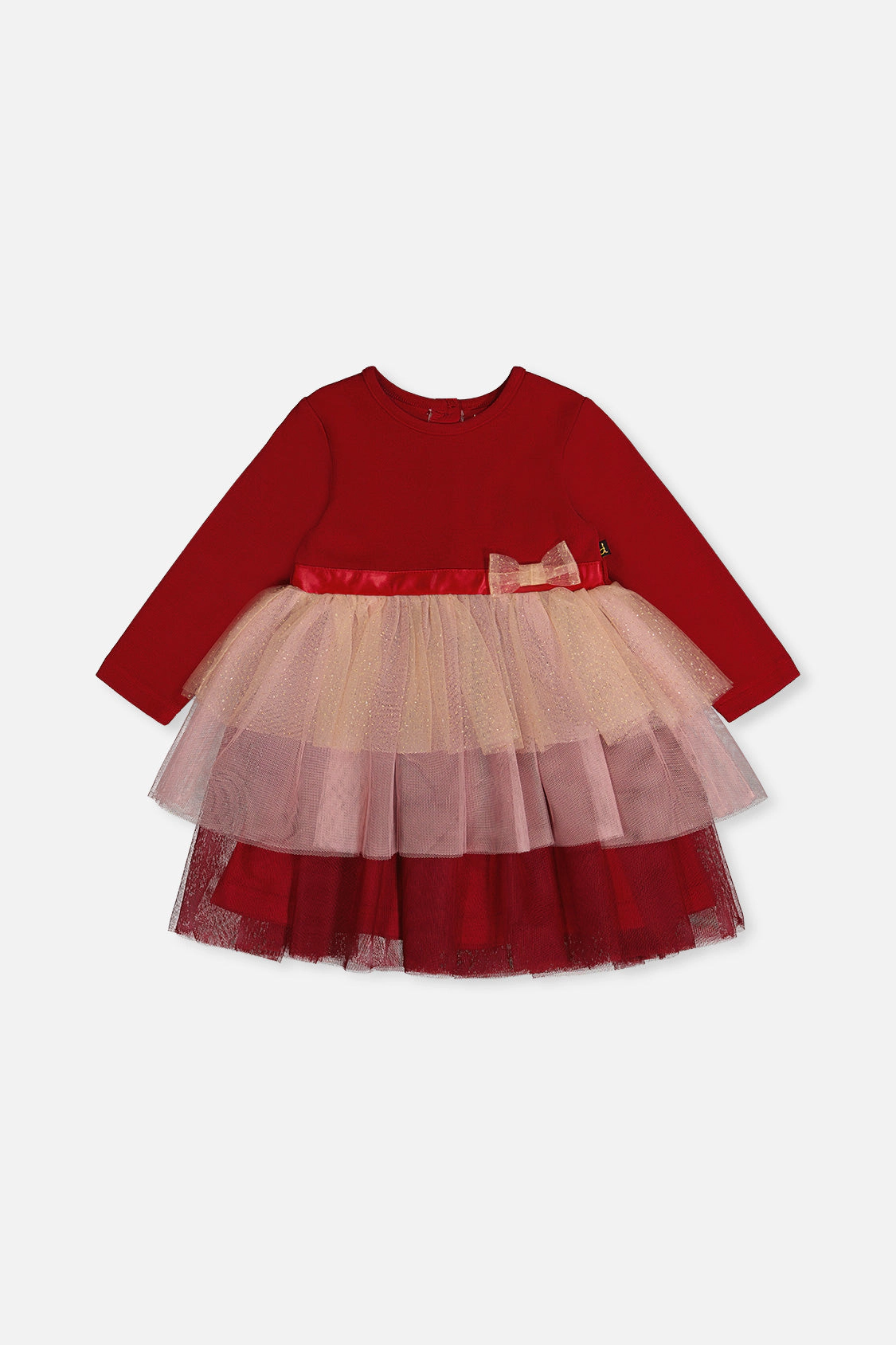 Deux par Girls Bi-Material Dress with Glittering Skirt
