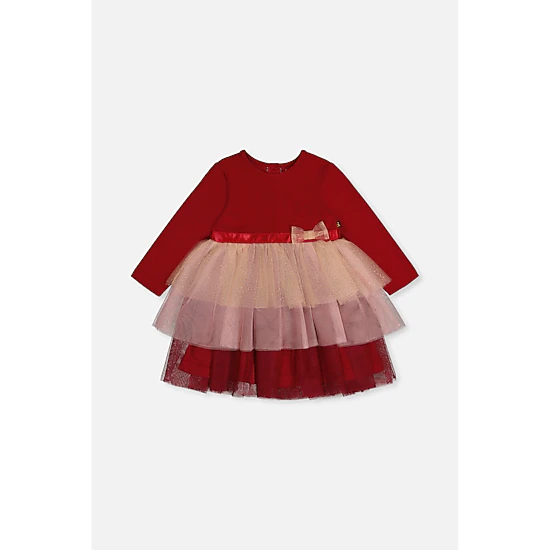 Deux par Deux Girls Bi-Material Dress with Glittering Skirt