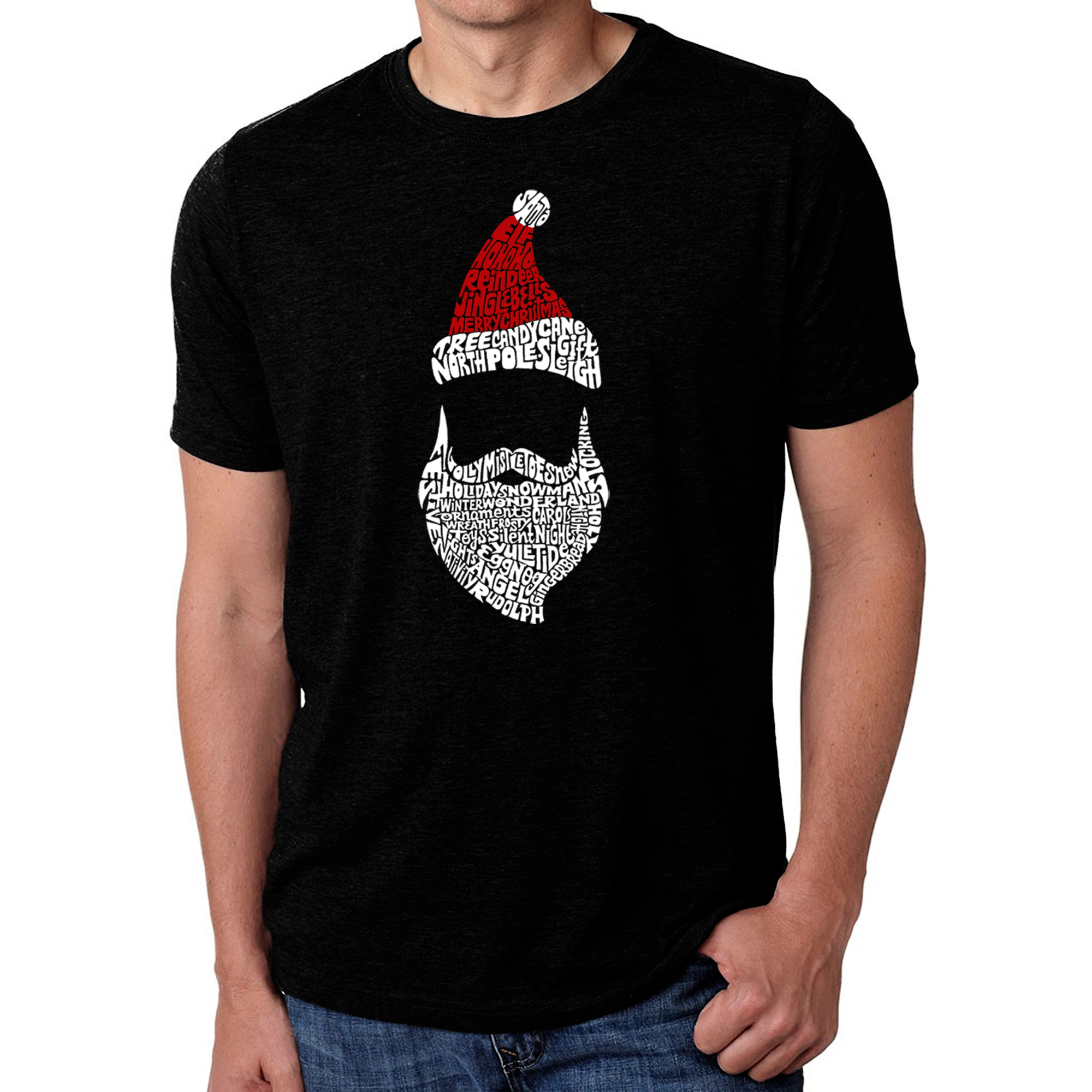 LA Pop Art Men's Cotton/Poly Blend Word T-Shirt - Santa Claus