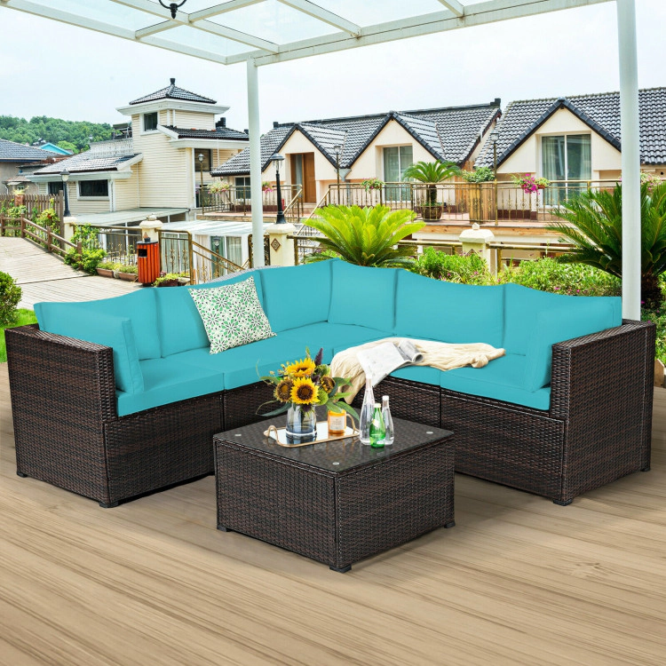 Hivvago 6 Pieces Patio Furniture Sofa Set With Cushions For Outdoor