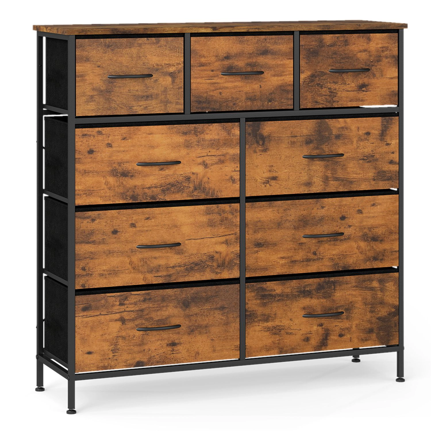 SlickBlue 9-Drawer Fabric Storage Cabinet with Wood Countertop