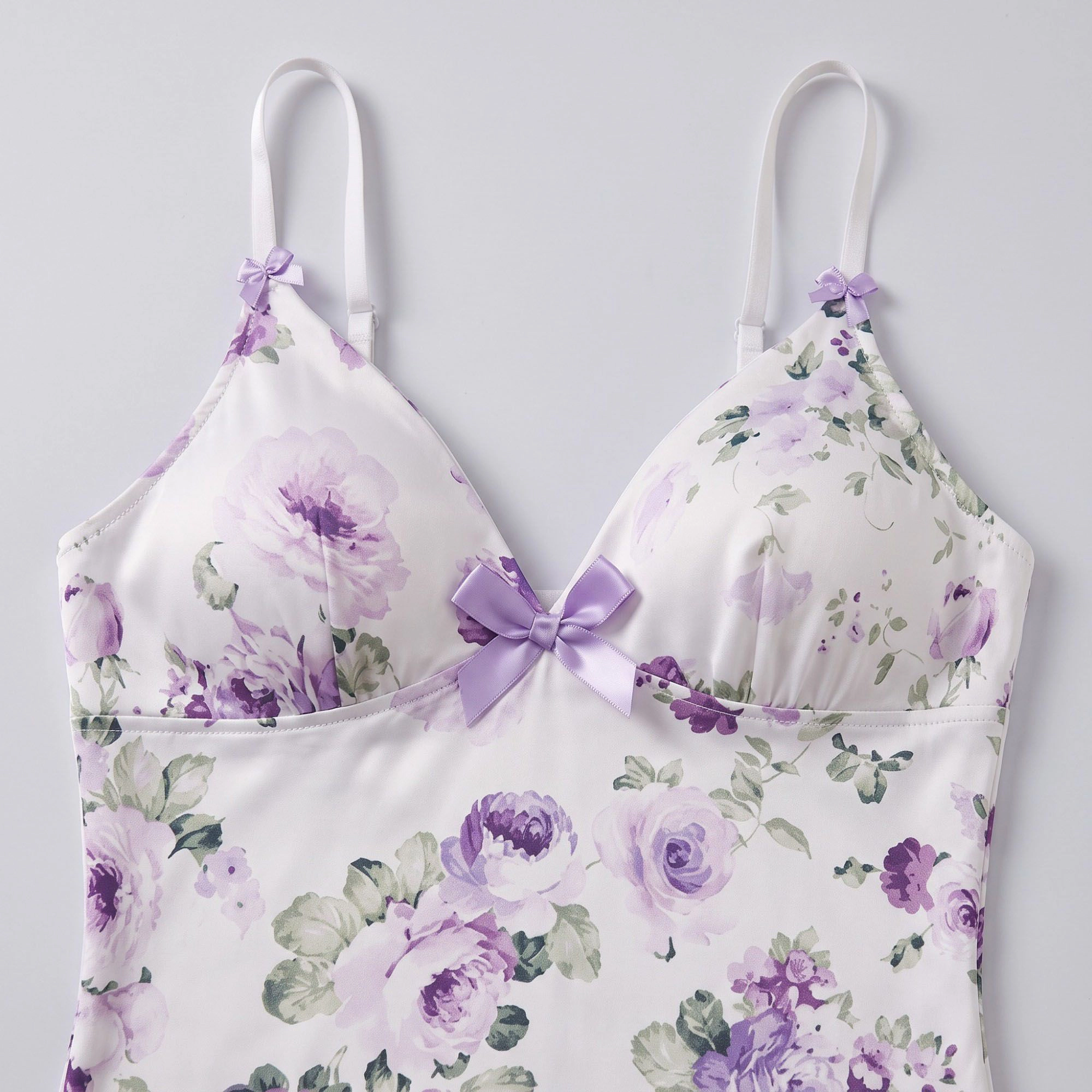 Anna-Kaci Women's Floral Satin Slip Chemise Nightgown