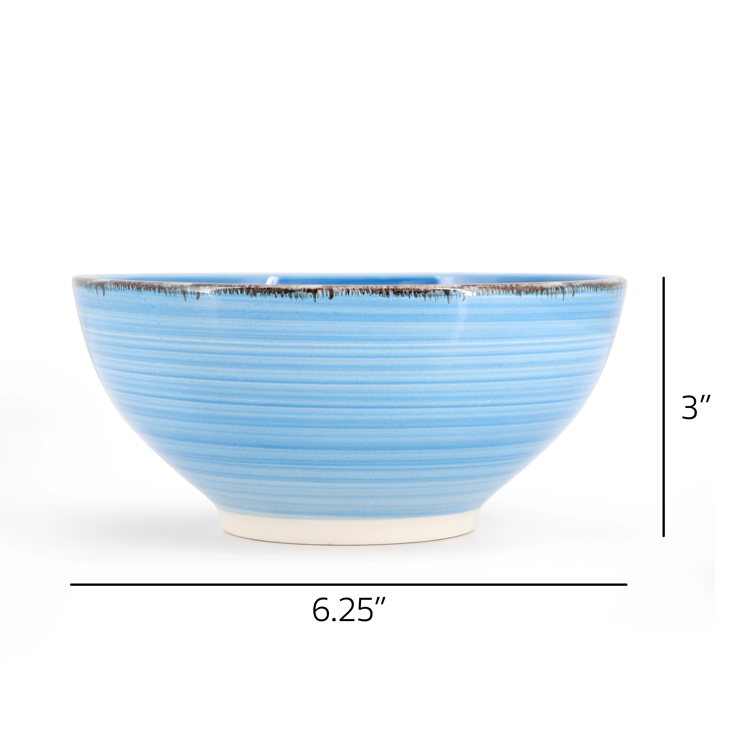Elama Blue Ridge 6.25 Inch 6 Piece Round Stoneware Assorted Bowl Set