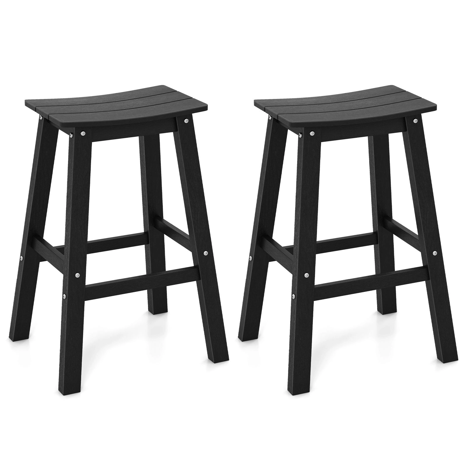 SlickBlue Modern Slatted Seat Patio Barstools for Backyard Poolside Use