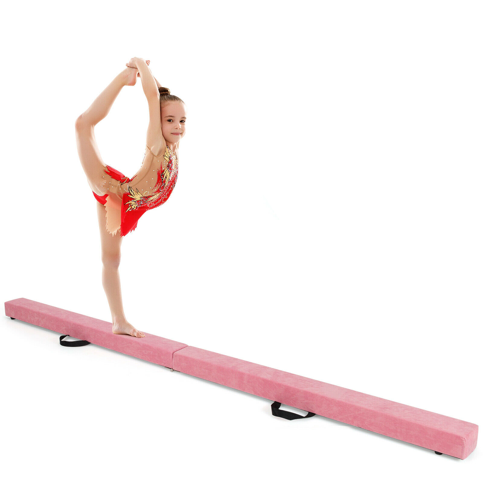 SUGIFT Kids Pink 7-ft Folding Gymnastics Balance Beam with Carry Handles 82.5-in W 4-in D 154-lb User Capacity