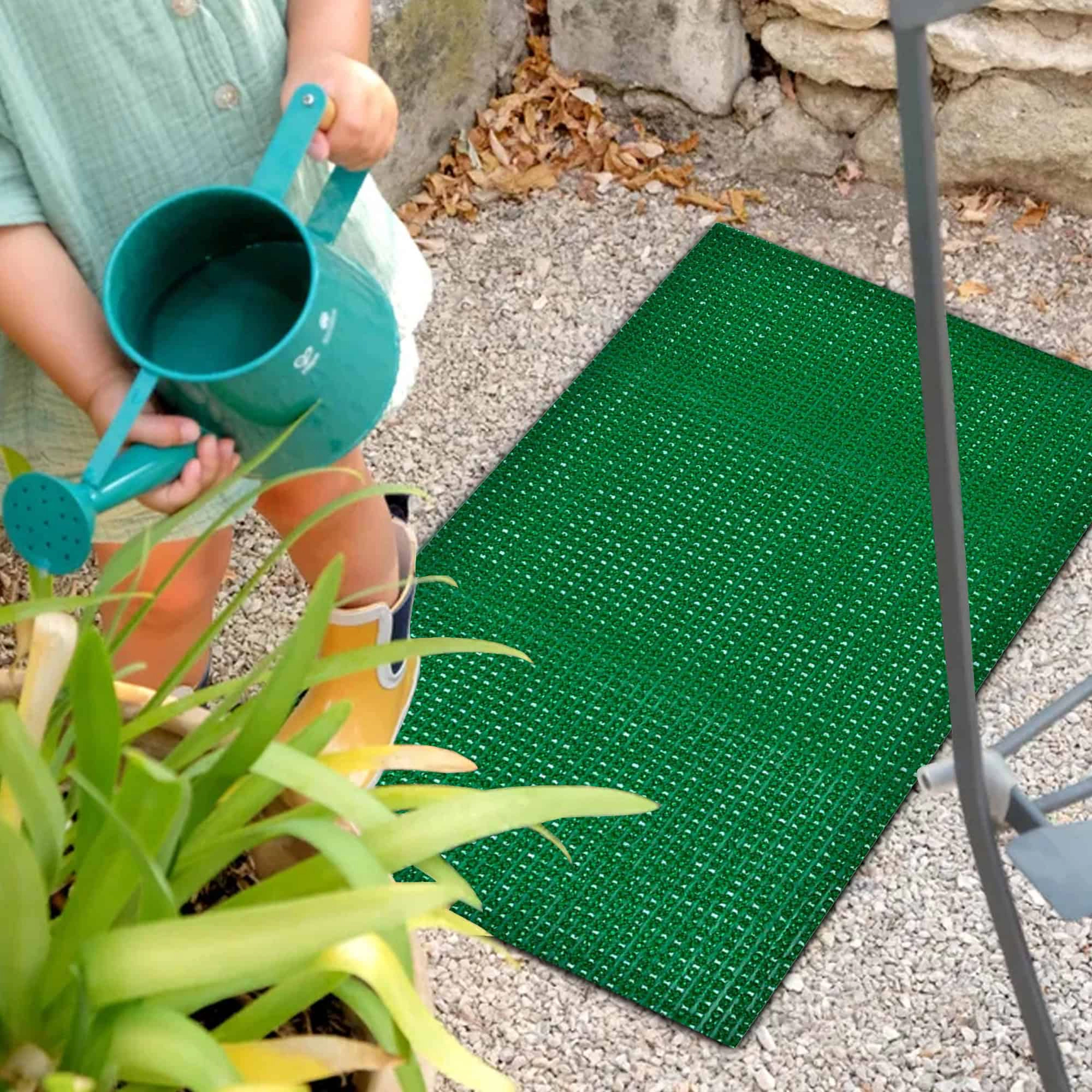 Evideco French Home Goods Green Pixie Grass Polyethylene Doormat 24 x 16 Inches