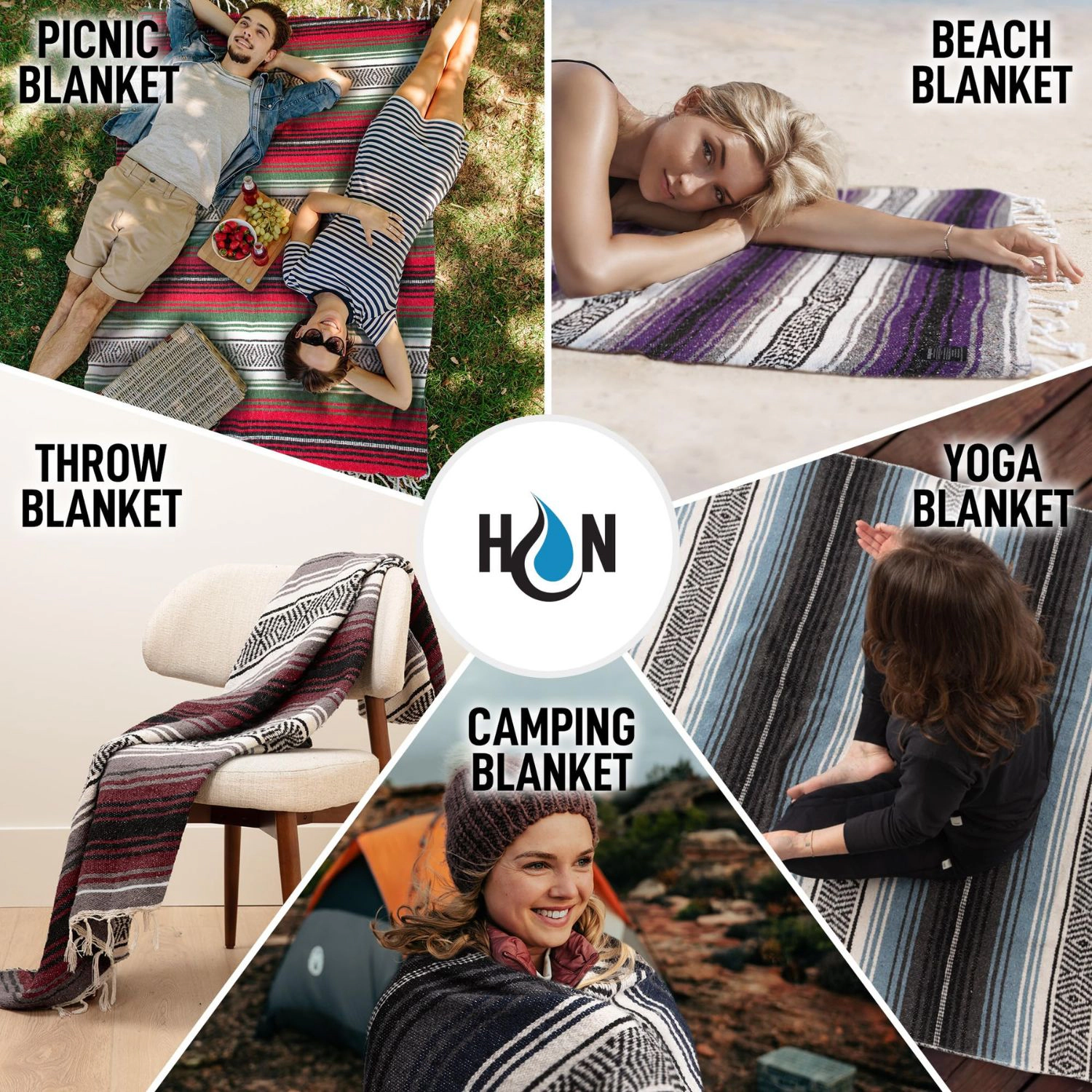 Zulay Kitchen Extra Large Mexican Blanket 70x50 Inch Authentic Woven Throw