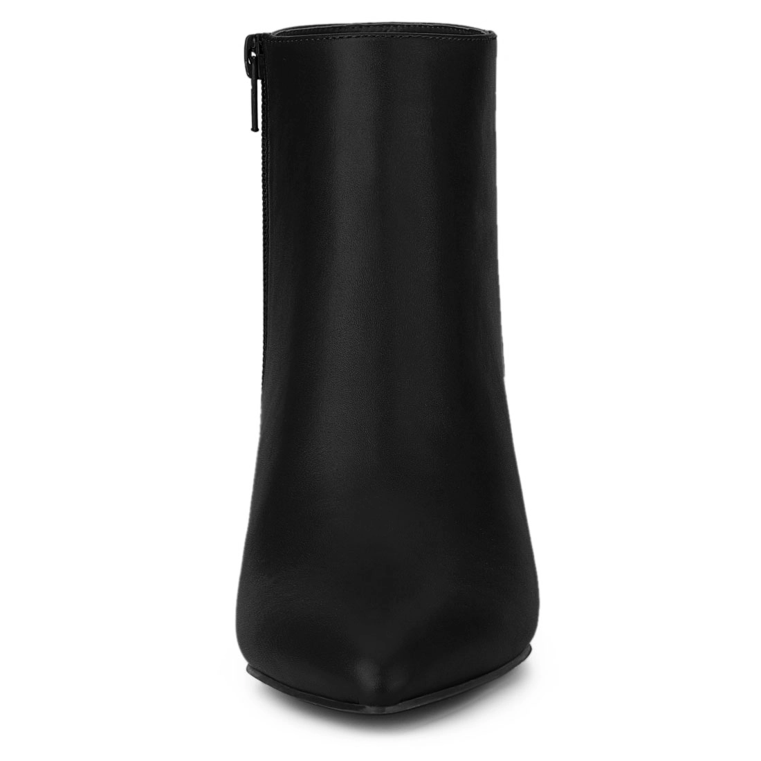 BLISSFUL STEP Women PU Rubber Pointed Toe Zipper Stiletto Heel Ankle Boots