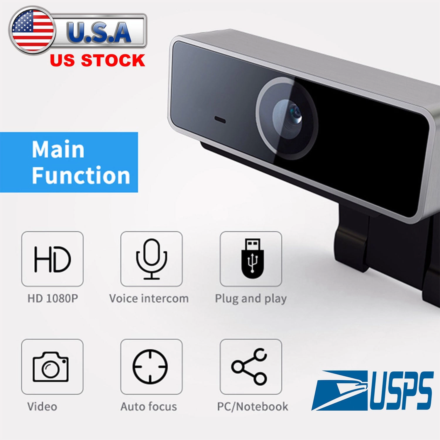 GBruno 1080P Auto Focus Webcam With Microphone