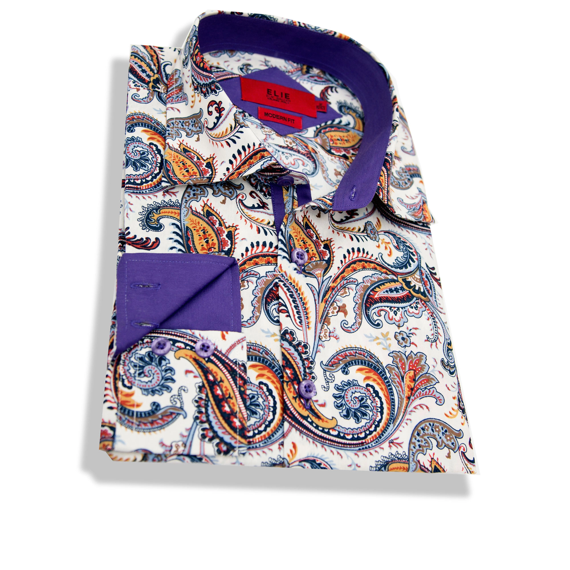 Elie Balleh Boys Slim Fit Paisley Dress Shirt