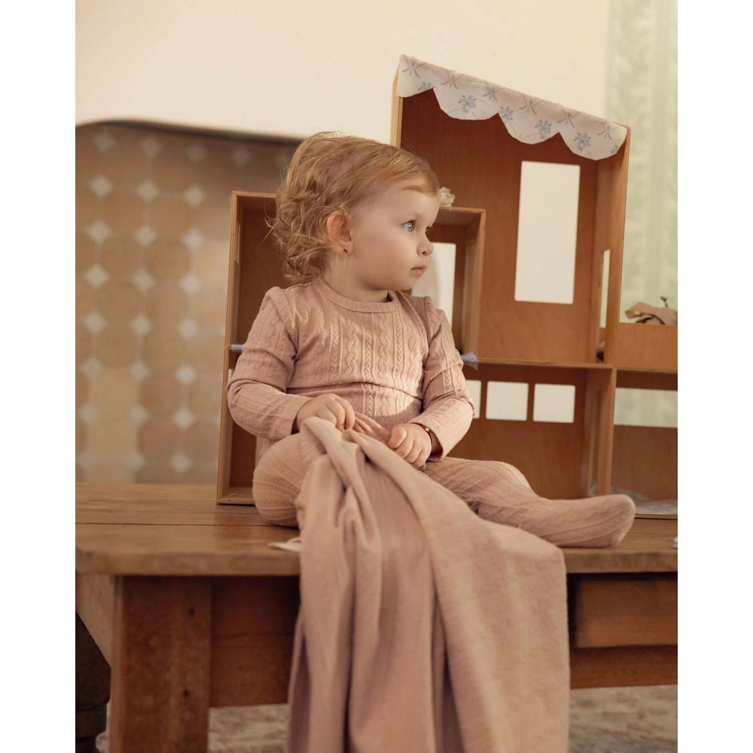MeMoi Baby and Toddler Cotton-Rich Faux Cable Knit Footie